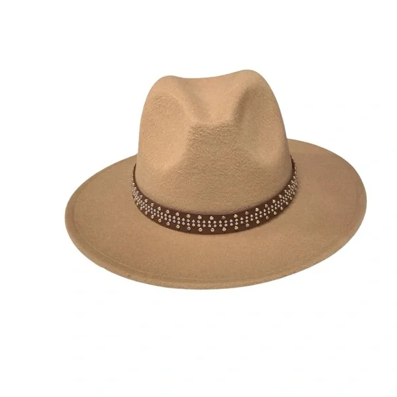Felt Fedora Embellishment Studded Band Hat - Picture 8 of 14